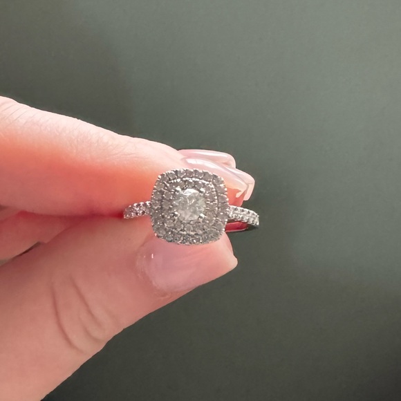 3/4 CT. T.W. Diamond Double Square Frame  Ring in 14K White Gold - Picture 3 of 6